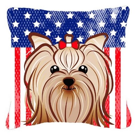 Carolines Treasures Carolines Treasures BB2134PW1818 American Flag & Yorkie Yorkishire Terrier Fabric Decorative Pillow; 18 x 3 x 18 in. BB2134PW1818